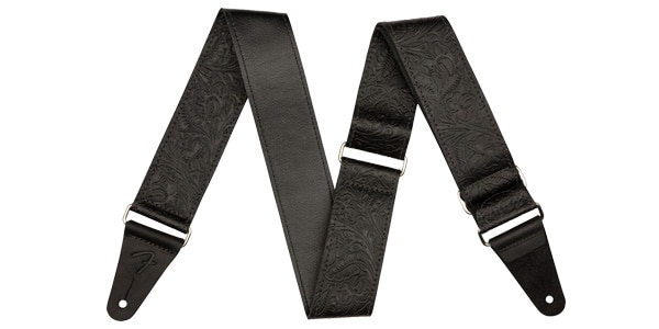 FENDER / Tooled Leather Guitar Strap, 2", Black