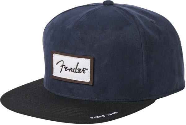 FENDER/Fender Suede Patch Logo Snapback Hat Black and Blue