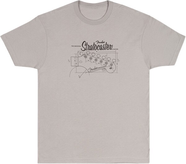 FENDER/Strat Blue Print T-Shirt, Silver S