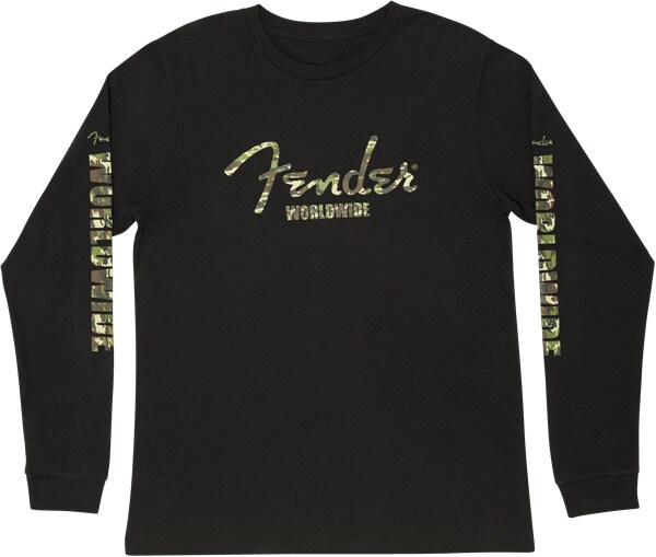 FENDER/Camo Logo L/S T-Shirt, Blk L