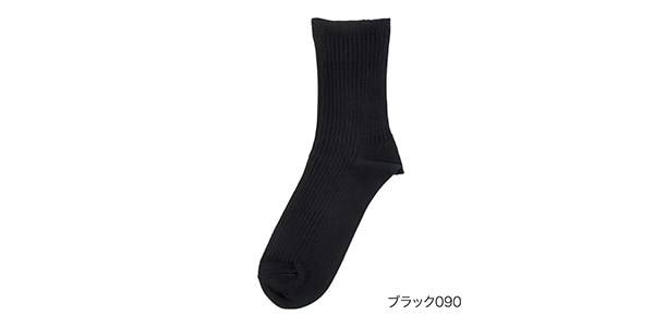 FUKURASHI / ゆるピ丈 無地 リブ ソックス クルー丈 24-26cm ブラック