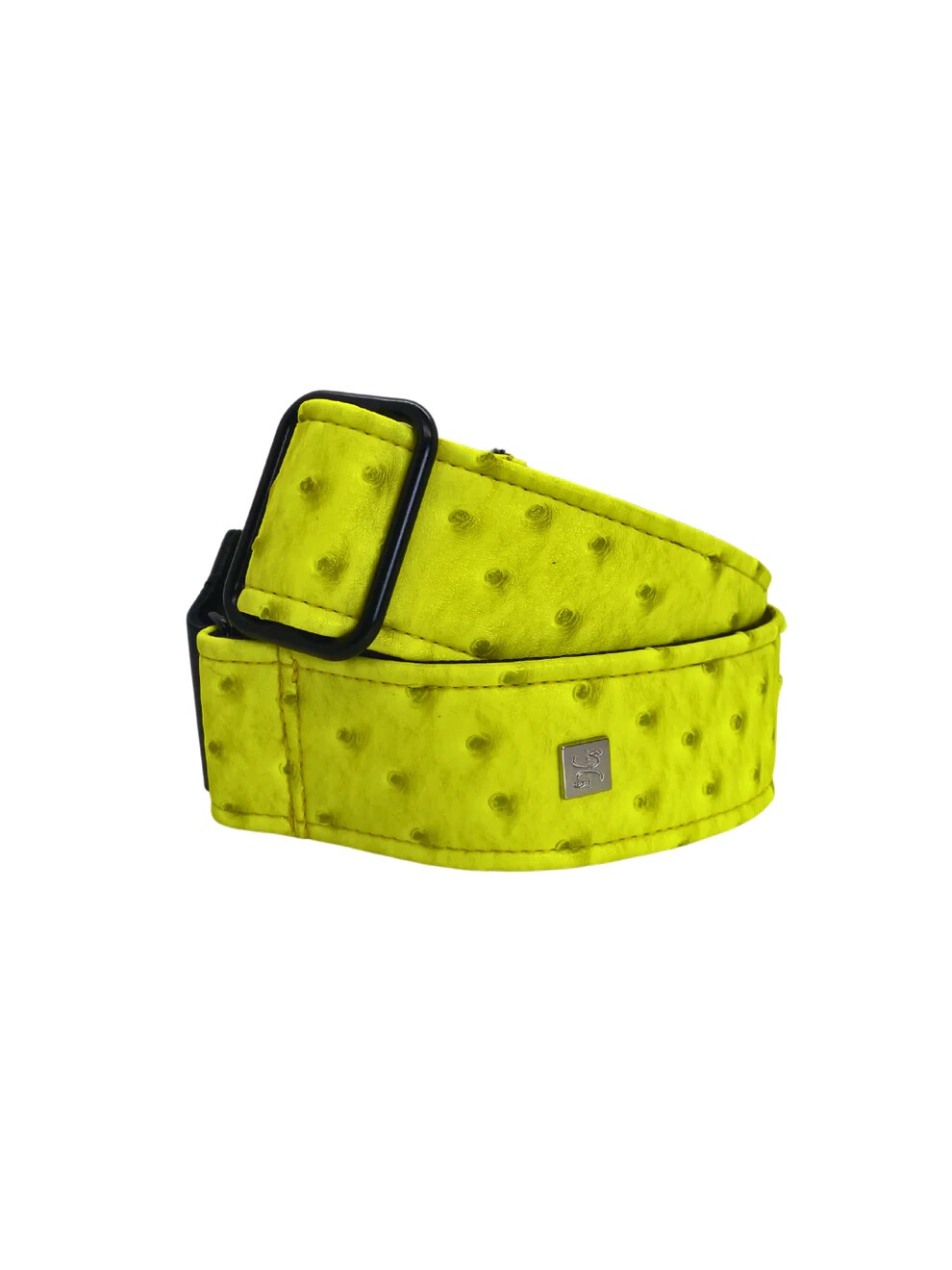 Sangle De Guitare/basse Get'M Premium - Coupe Et Couture Main à Los Angeles - 2 Pouces, Couleur Neon Green Ostrich