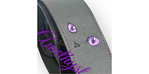 Grande uomo / 黒ねこ刺繍/アメジスト（穴10mm,M）