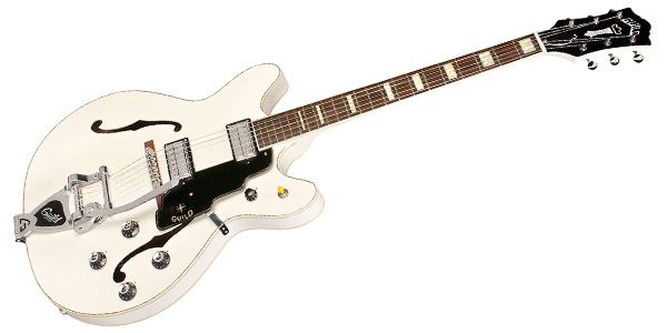 Guild STARFIRE V White セミアコ Guild Starfire V Guild Vibrato Tailpiece Snowcrest White