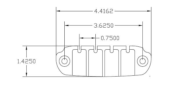 HIP SHOT/4 String D Style Bridge Only Chrome .750