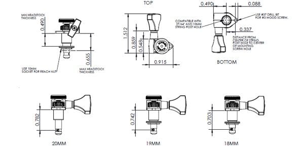 HIP SHOT/Grip-Lock Open Gear Locking 6R(Treble) Standard D05 Black