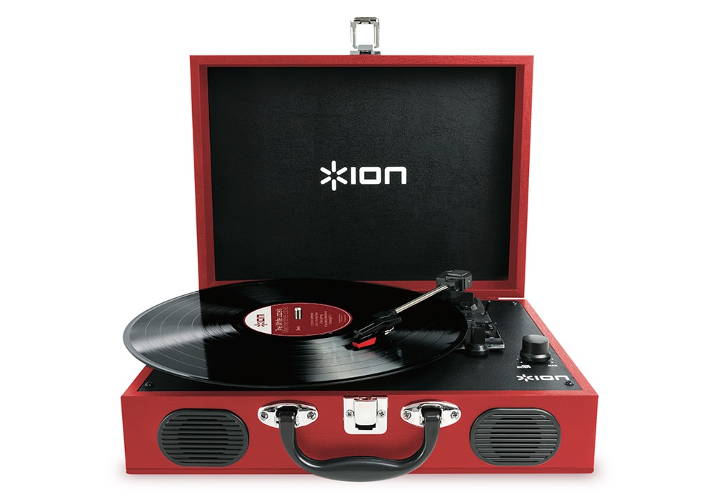 買得 ION AUDIO VINYL TRANSPORT Red ポータブル トランク型 レコードプレーヤー