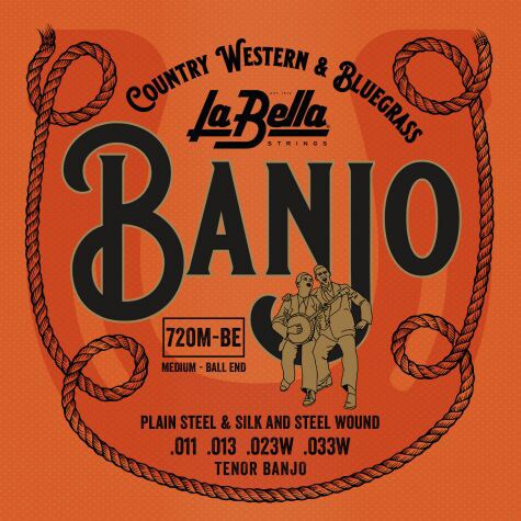 LA BELLA/720M-BE Tenor Banjo, Medium, Ball-Ends