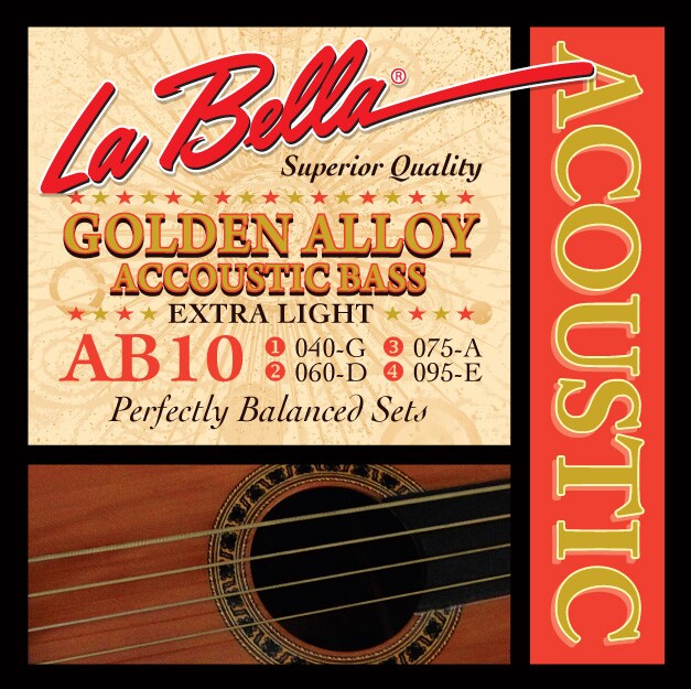 LA BELLA/AB10 Acoustic Bass, Golden Alloy - Extra Light