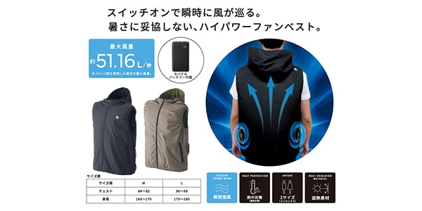 LOGOS / Outdoor Electric Cool Fan Vest Olive L画像20