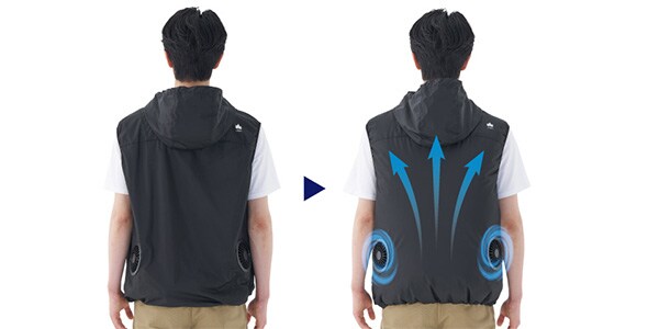 LOGOS / Outdoor Cool Fan Vest, Black, Size M画像21