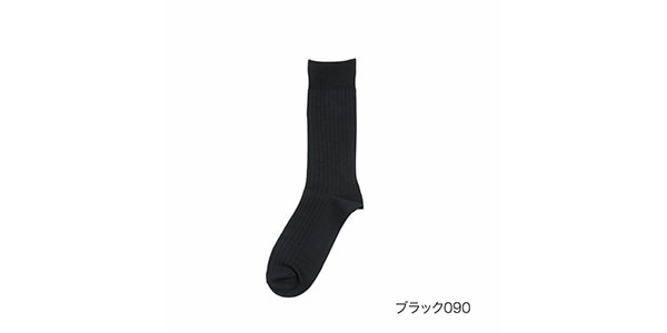 満足 / Plain Ribbed Crew Length Temperature Control 26-28cm Black