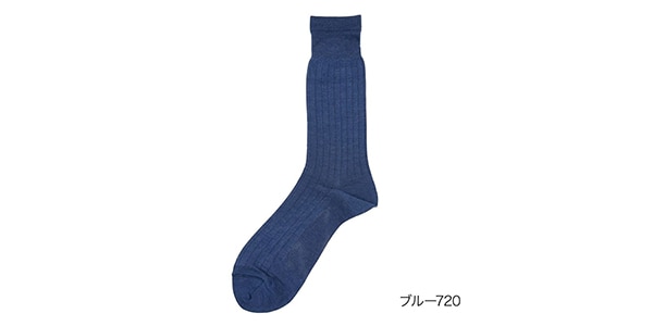 満足 ( マンゾク )  / 冷感 疑似太リブ柄 クルー丈 消臭抗菌防臭 26-27cm ブルー