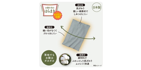 満足 ( マンゾク )  / 美温活メンズ：「はらまき」綿接結（袋）　ベージュ画像3