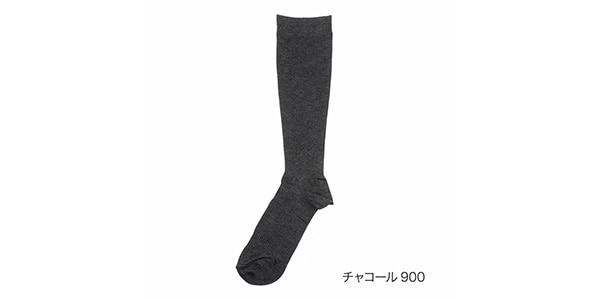 満足 / 無地 リブ ハイソックス丈 足首28hPa ダブル着圧 23-25cm ﾁｬｺｰﾙ