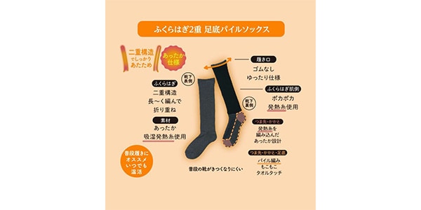 満足 ( マンゾク )  / 美温活：湯たんぽ足底パイル二重レッグハイソックス　Dグレイ画像4