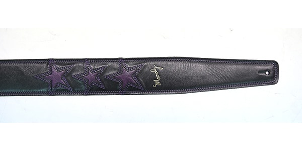 MOODY STRAPS ( ムーディーストラップ )  / 2.5" 3 STAR LEATHER BACKED STRAP - Black/Purple & 3 STARS画像2