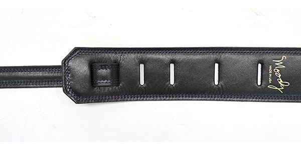 MOODY STRAPS ( ムーディーストラップ )  / 2.5" 3 STAR LEATHER BACKED STRAP - Black/Purple & 3 STARS画像3