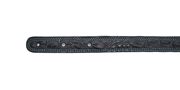 MOODY STRAPS / 2.5" FAUX GATOR LEATHER BACKED GUITAR STRAP - BLACK/SKY BLUE画像4