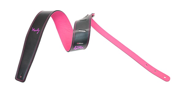 MOODY STRAPS / Leather&Leather 2.5" Standard Black / Pink (Pink stitch, Pin