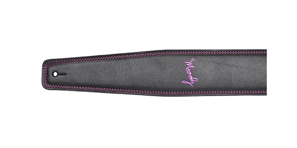 MOODY STRAPS / Leather&Leather 2.5" Standard Black / Pink (Pink stitch, Pin画像2