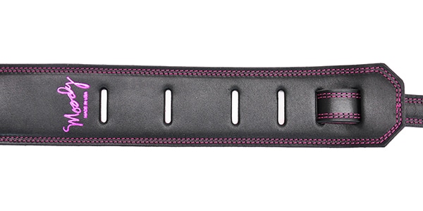 MOODY STRAPS / Leather&Leather 2.5" Standard Black / Pink (Pink stitch, Pin画像3