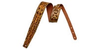 MOODY STRAPS / 2.5 FAUX GATOR LEATHER BACK GUITAR STRAP-BURNT ORANGE/BROWN