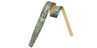 MOODY STRAPS 2.5&quot; FAUX GATOR LEATHER BACKED GUITAR STRAP-TURQUOISE/CREAM