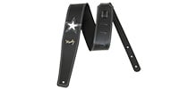 MOODY STRAPS 2.5&quot; 1 STAR LEATHER BACKED STRAP - BK/BK &amp; 1 WH STAR