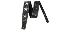 MOODY STRAPS 2.5&quot; 3 STAR LEATHER BACKED STRAP - BK/BK &amp; 3 WH STARS