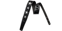 MOODY STRAPS 2.5&quot; 6 STAR LEATHER BACKED STRAP - BK/BK &amp; 6 PLATINUM STARS