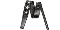 MOODY STRAPS 2.5&quot; 6 STAR LEATHER BACKED STRAP - BK/BK &amp; 6 WH STARS