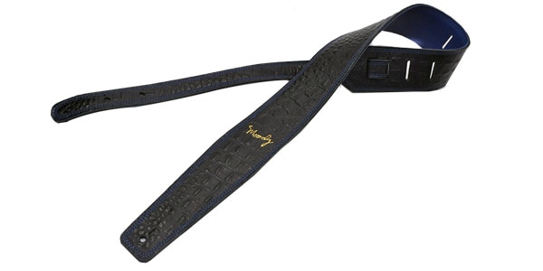 MOODY STRAPS / 2.5" FAUX GATOR LEATHER BACKED GUITAR STRAP - BLACK/BLUE