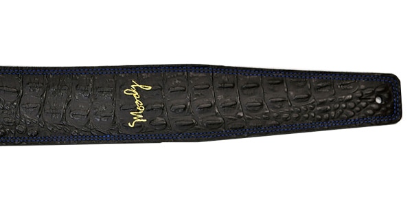 MOODY STRAPS / 2.5" FAUX GATOR LEATHER BACKED GUITAR STRAP - BLACK/BLUE画像2