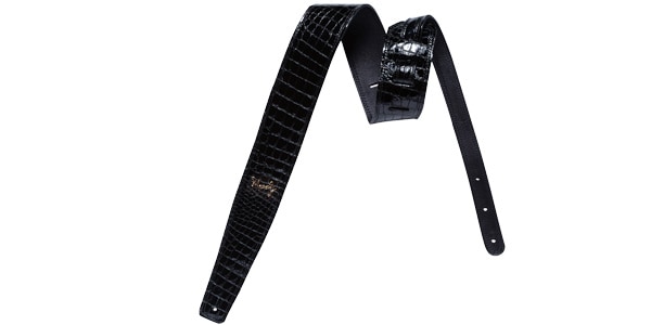 MOODY STRAPS / 2.5" FAUX GATOR LEATHER BACKED GUITAR STRAP - BLACK/BLACK