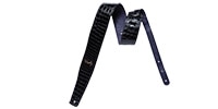 MOODY STRAPS 2.5&quot; FAUX GATOR LEATHER BACKED GUITAR STRAP - BLACK/PURPLE