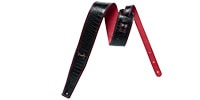 MOODY STRAPS 2.5&quot; FAUX GATOR LEATHER BACKED GUITAR STRAP - BLACK/RED