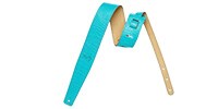 MOODY STRAPS 2.5&quot; FAUX GATOR LEATHER BACKED GUITAR STRAP-TURQUOISE/CREAM