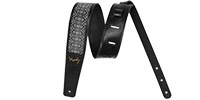 MOODY STRAPS 2.5&quot; HIPPIE SERIES-LEATHER BACKED GUITAR STRAP-BLACK/SILVER