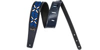 MOODY STRAPS 2.5&quot; HIPPIE SERIES - LEATHER BACKED GUITAR STRAP-BK/WH/BL