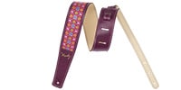 MOODY STRAPS 2.5&quot; HIPPIE SERIES-LEATHER BACKED GUITAR STRAP-GRAPE/PINK