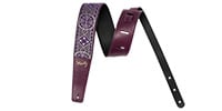 MOODY STRAPS 2.5&quot; HIPPIE SERIES-LEATHER BACKED GUITAR STRAP-GRAPE/SILVER