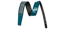 MOODY STRAPS 2.5&quot; HIPPIE SERIES - LEATHER BACKED GUITAR STRAP-TEAL/BLACK