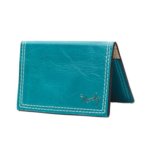 MOODY STRAPS/LEATHER WALLET TURQUOISE/CREAM