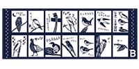 日本野鳥の会 てぬぐい「なきごえ手習帖」 紺