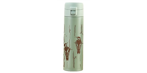日本野鳥の会 / Original water bottle, woodpecker, green.