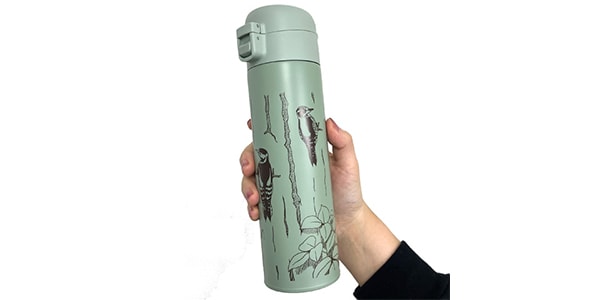 日本野鳥の会 / Original water bottle, woodpecker, green.画像3