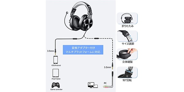 OneOdio / A71D Black Grey画像4