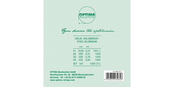 OPTIMA / Gold Brokat Violin String Set E027LOOP 4/4画像2