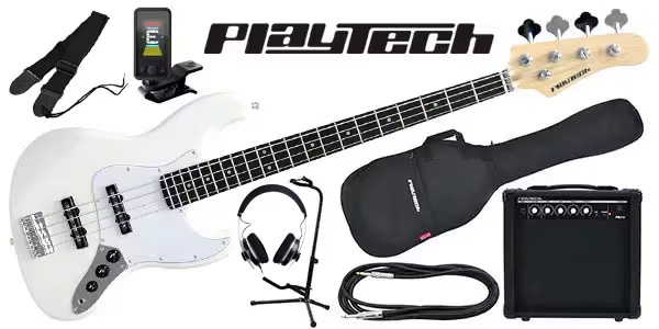 PLAYTECH ( プレイテック ) / JB420 White エレキベース 初心者入門セット(ヘッドホン付き)